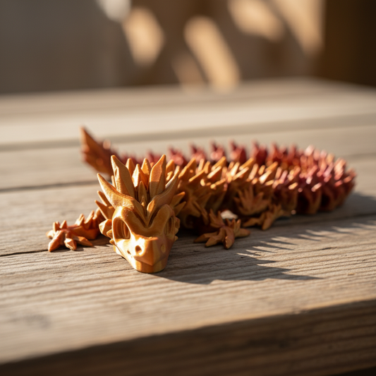 Figurka 3D Smoka Red Gold w odcieniach czerwieni i złota, z detalami, idealna jako dekoracja lub gadżet antystresowy