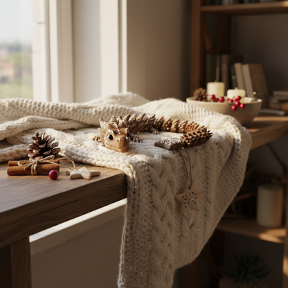 Piernikowy Smok Flexi o długości 46 cm w otoczeniu świątecznych dekoracji, z detalami cieszącymi oko